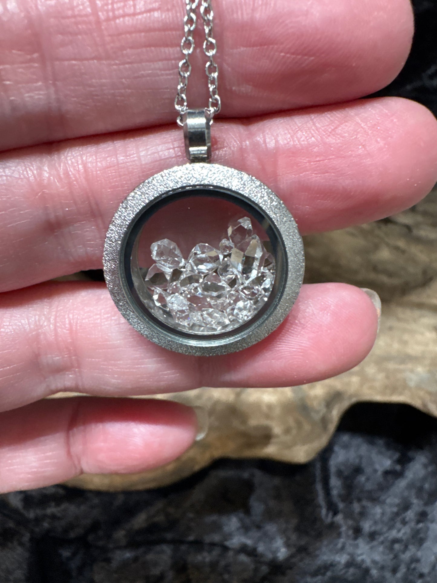 Herkimer diamond vial necklace