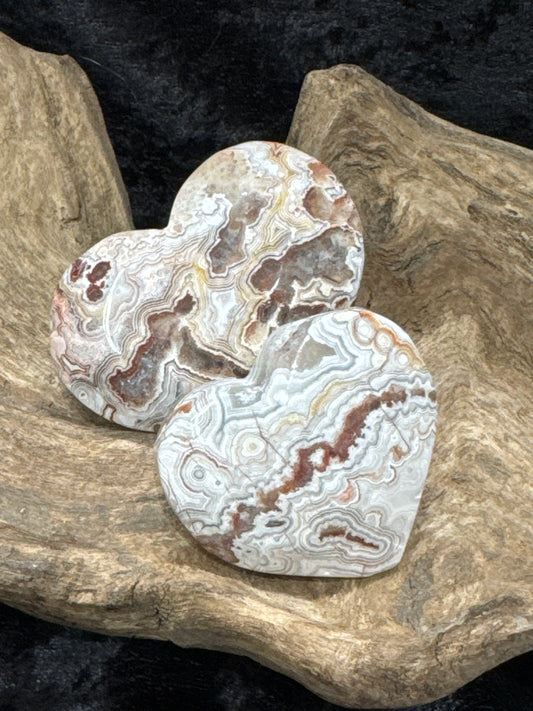 Crazy lace agate hearts