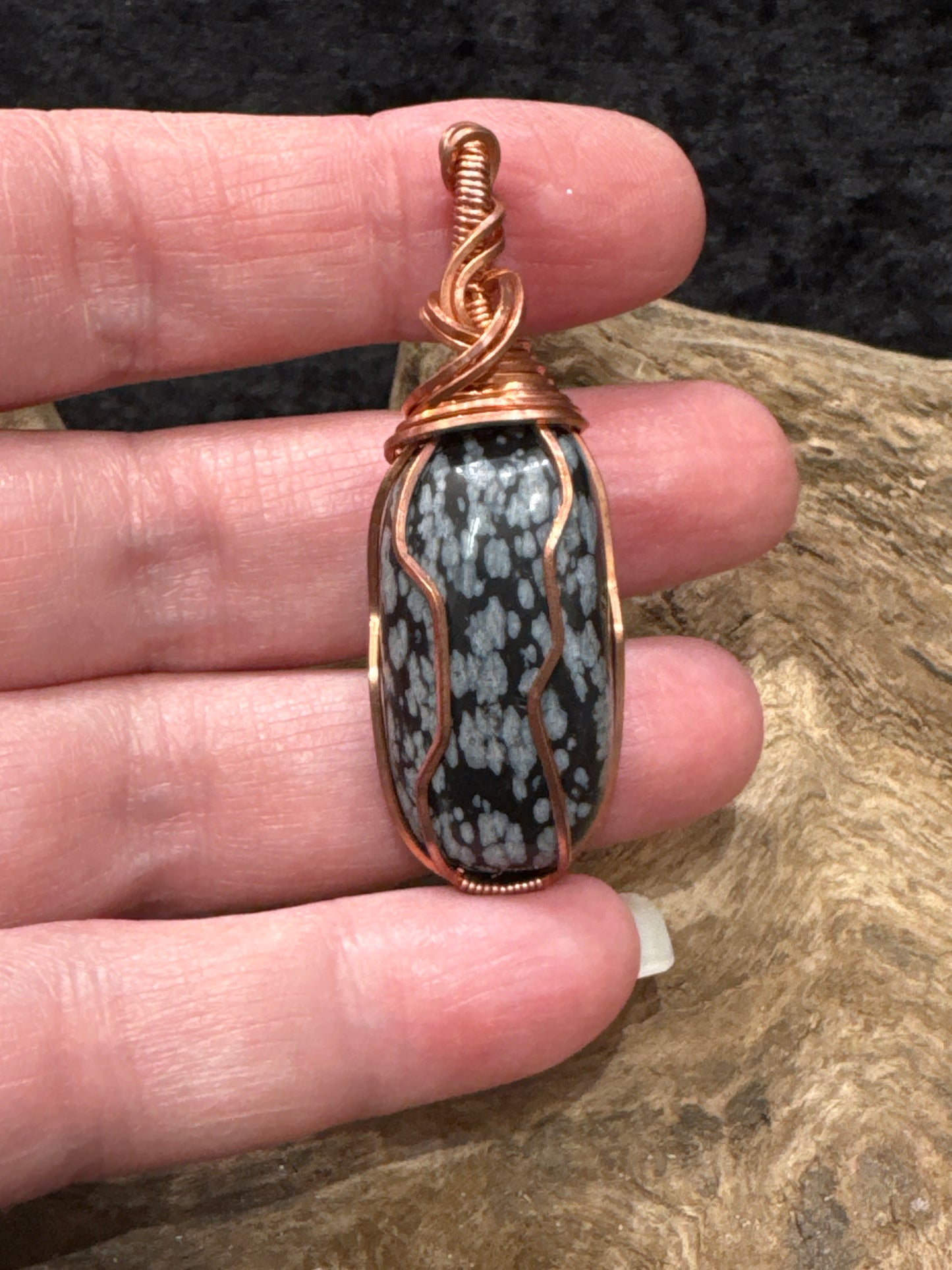 Snowflake Obsidian wire wrapped pendant - I got this