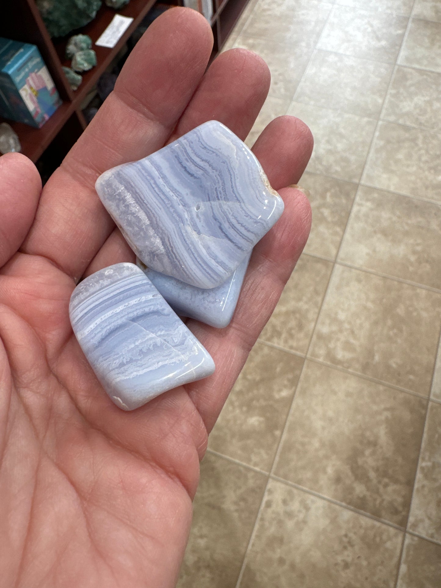 Tumbled blue lace agate