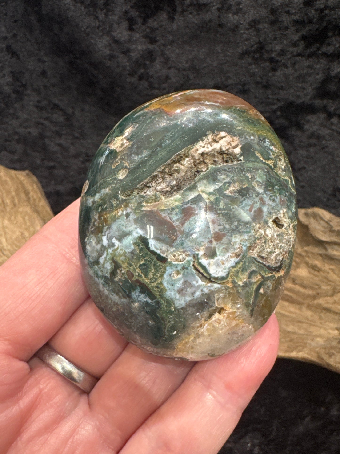 Sea Jasper (orbicular jasper) palm stones