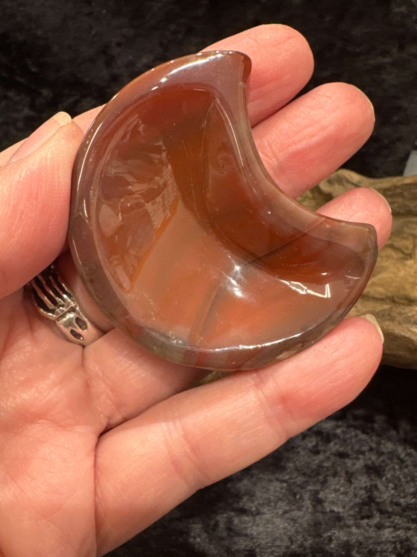 Carnelian Crescent Moon Bowl