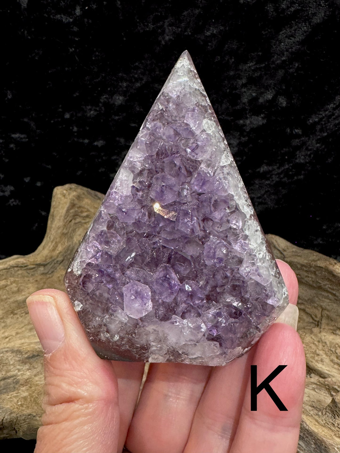 Polished amethyst clusters