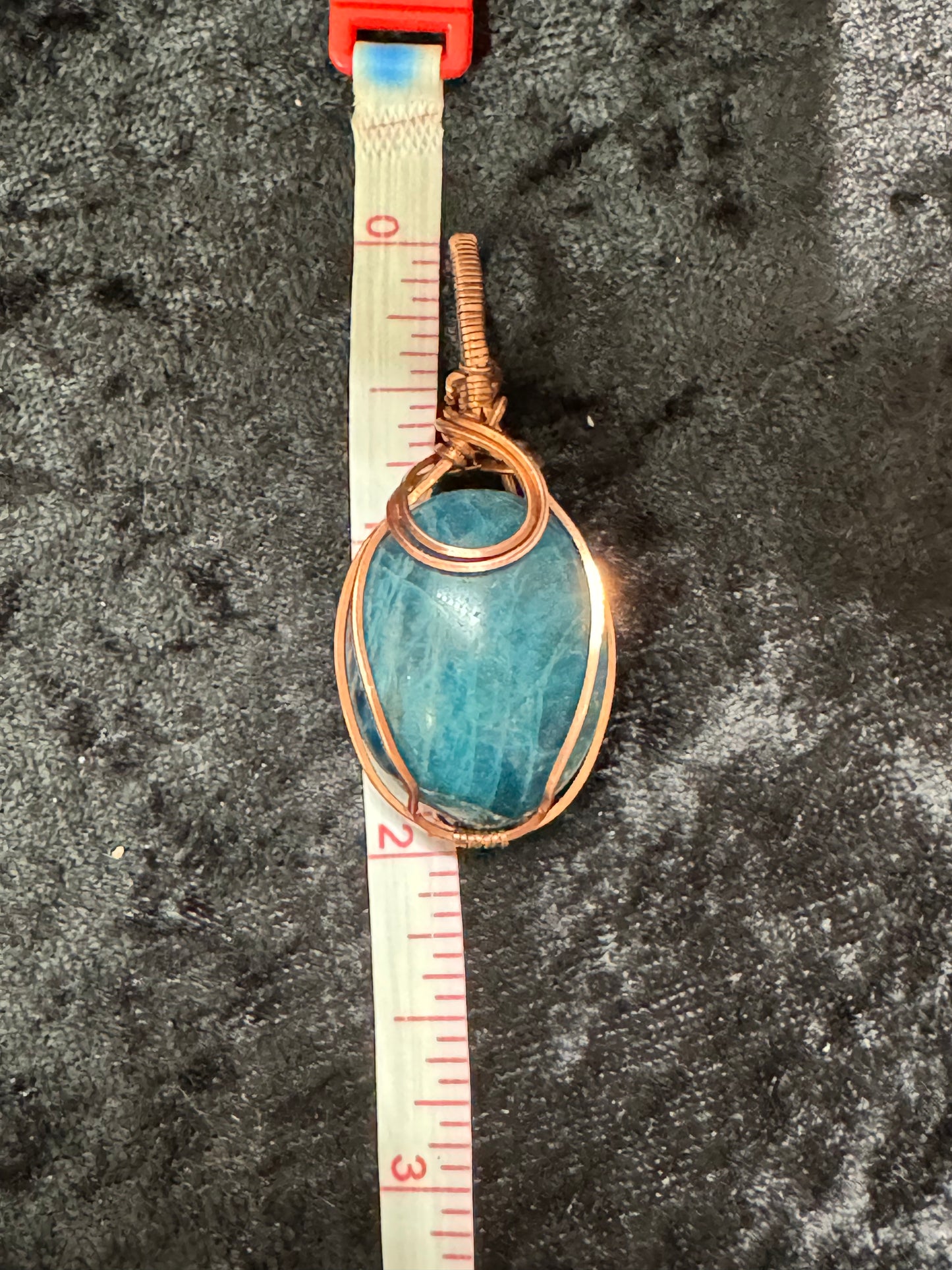 Blue Apatite wire wrapped pendant - I am clear minded
