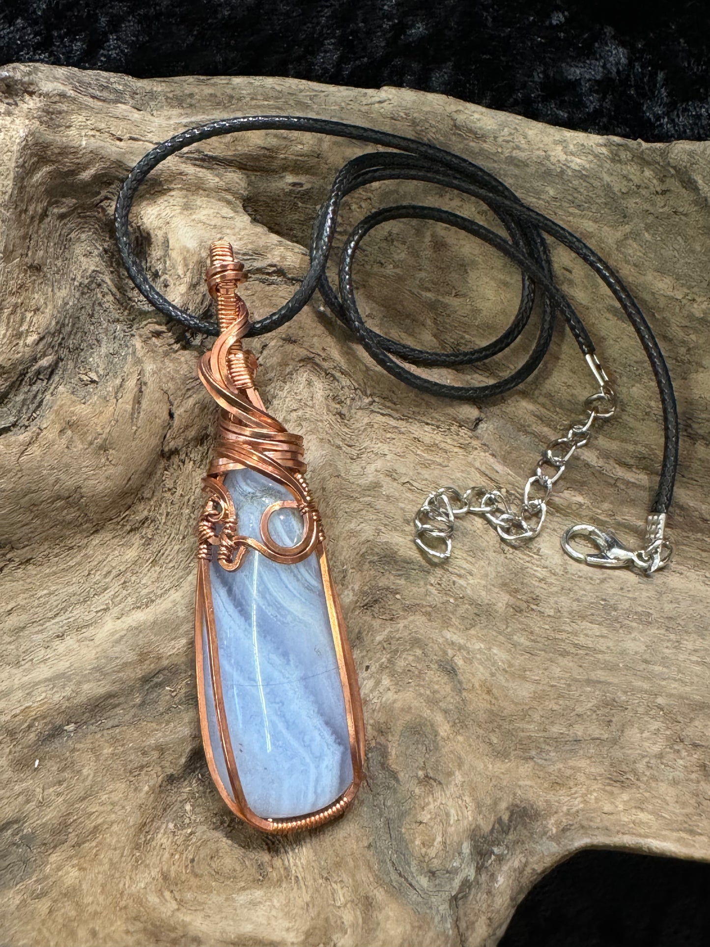 Blue Lace Agate wire wrapped pendant
