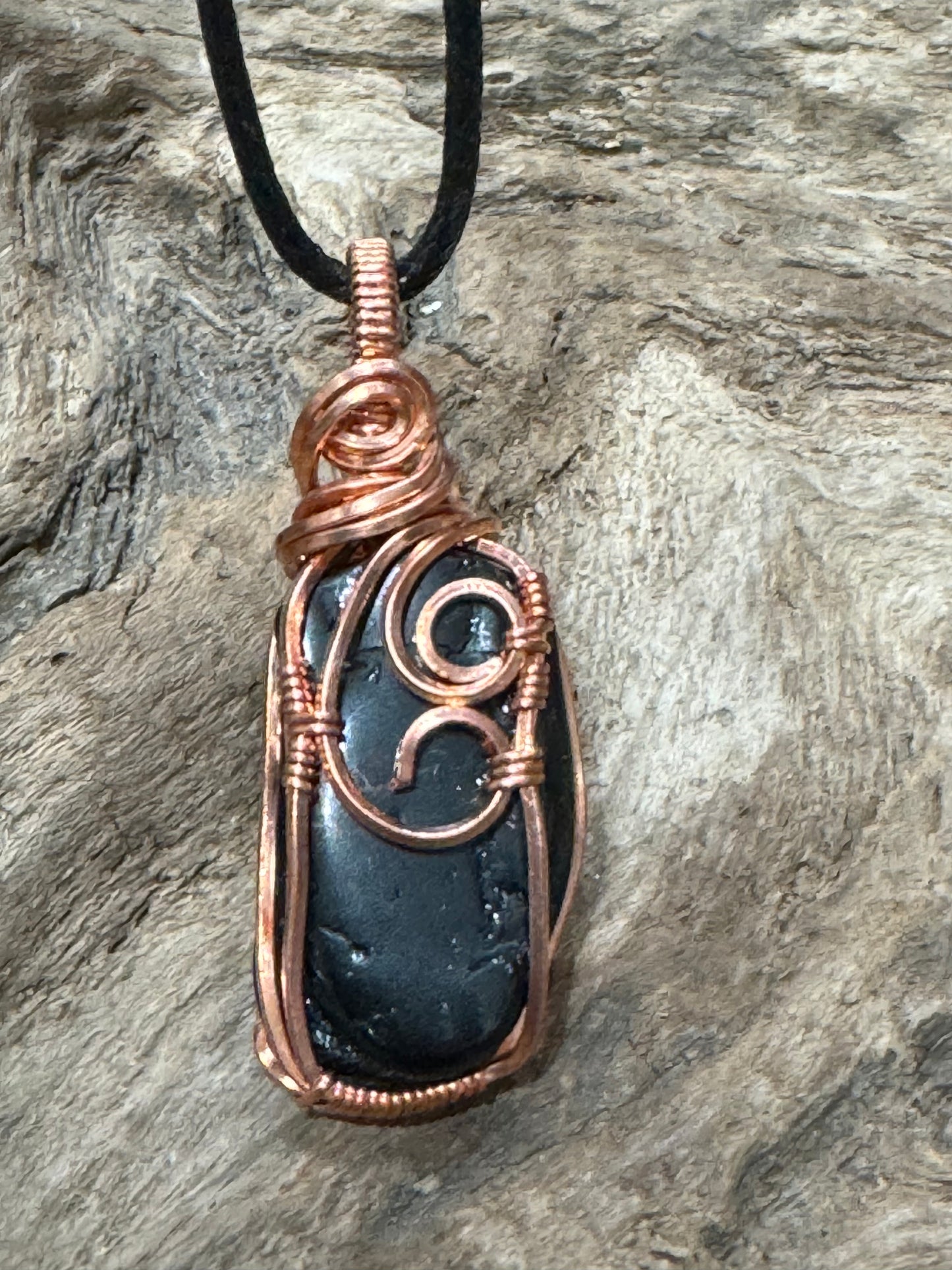 Black Tourmaline wire wrapped pendant - It's all good