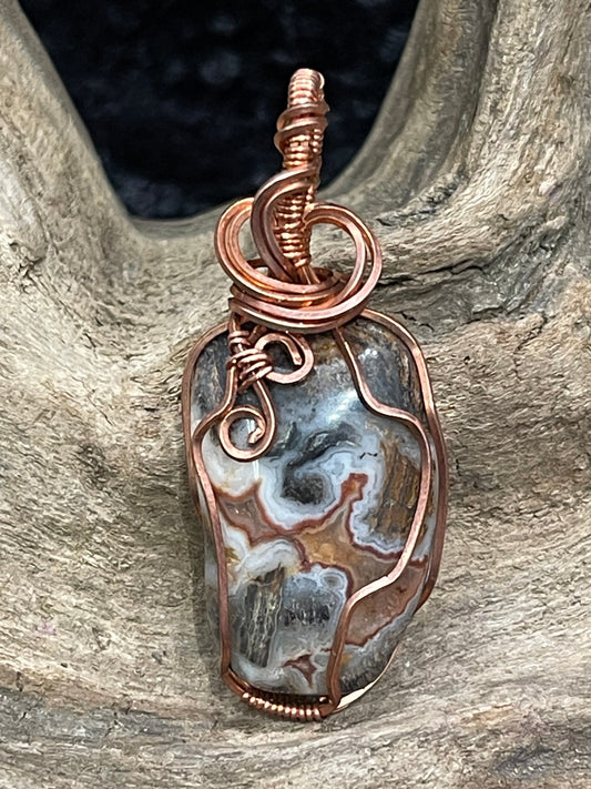 Crazy Lace Agate pendant - I am joyful