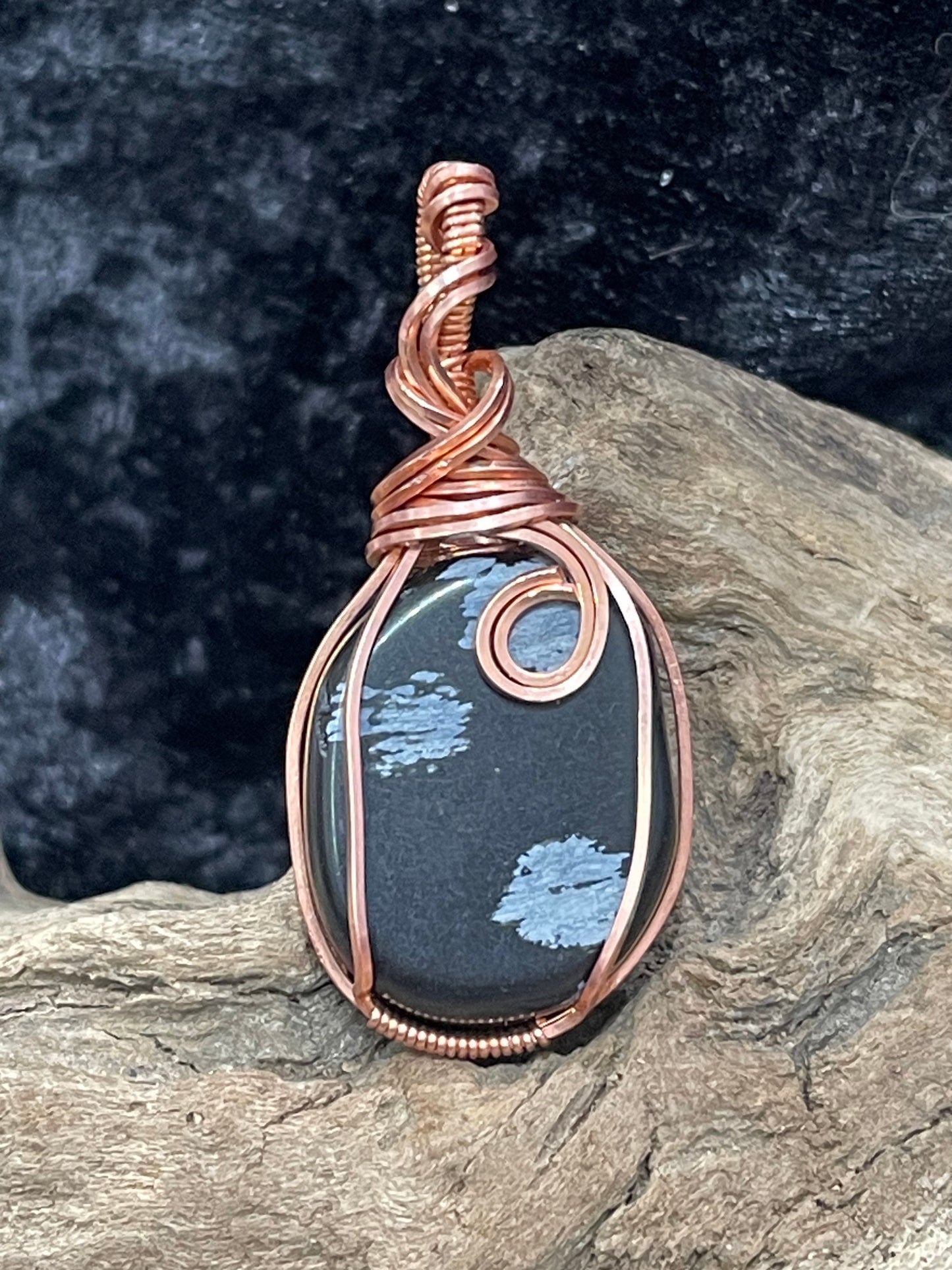 Snowflake Obsidian wire wrapped pendant - I got this