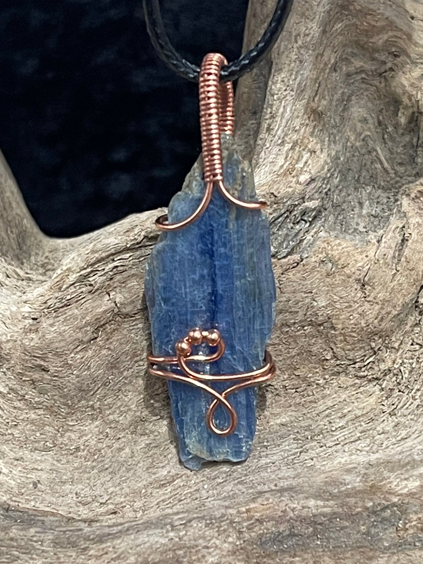 Blue Kyanite wire wrapped pendant - I am calm, clear and balanced