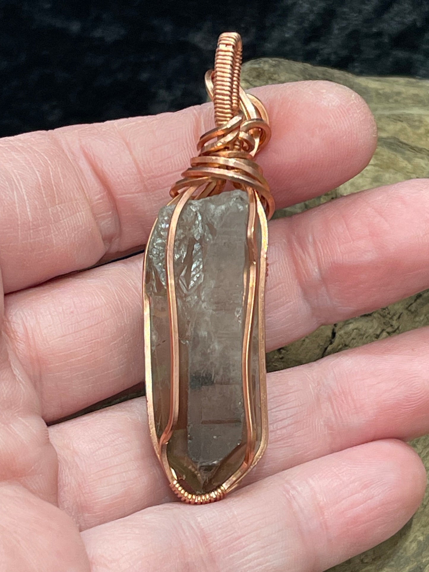 Smokey Quartz wire wrapped pendant - I am fearless