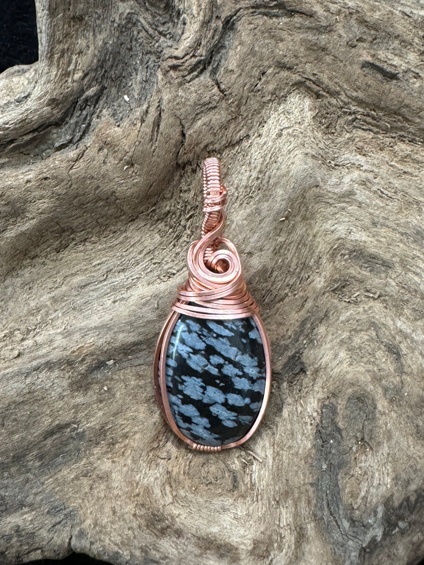 Snowflake Obsidian wire wrapped pendant - I got this