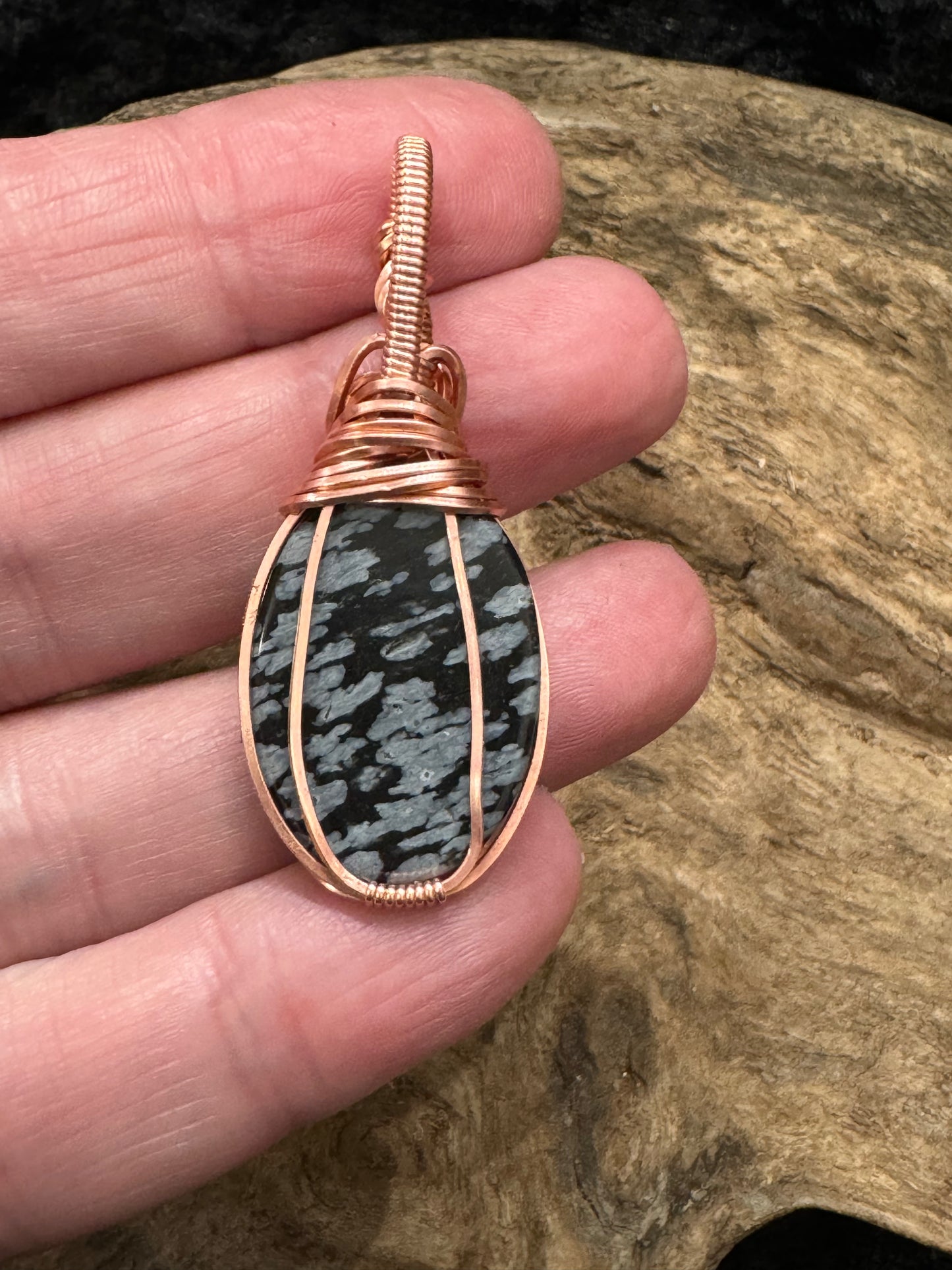 Snowflake Obsidian wire wrapped pendant - I got this
