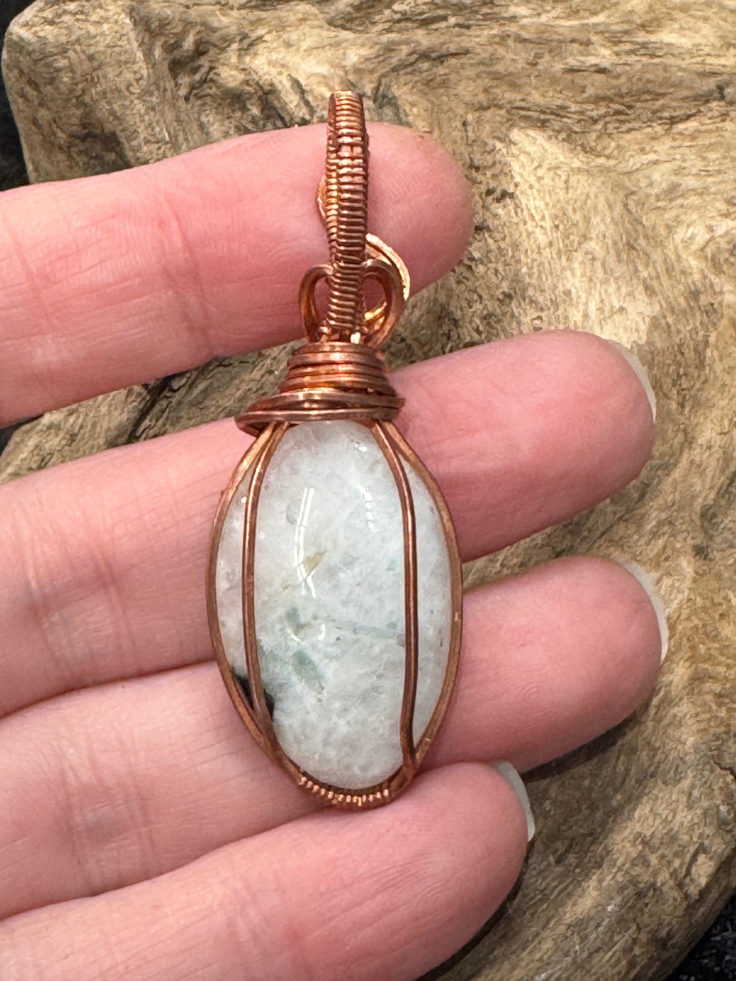 Rainbow Moonstone wire wrapped pendant