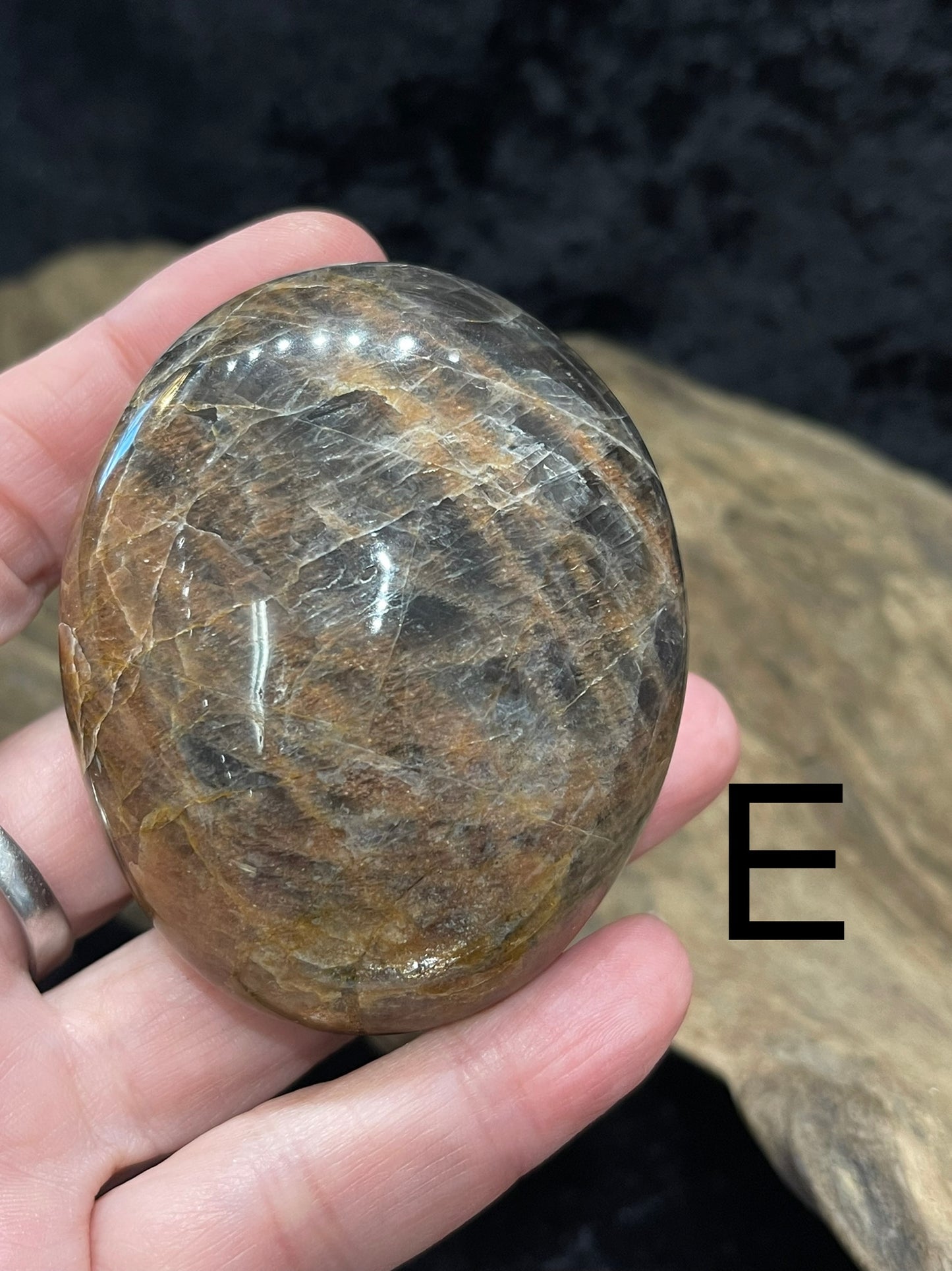 Black Moonstone palm stone