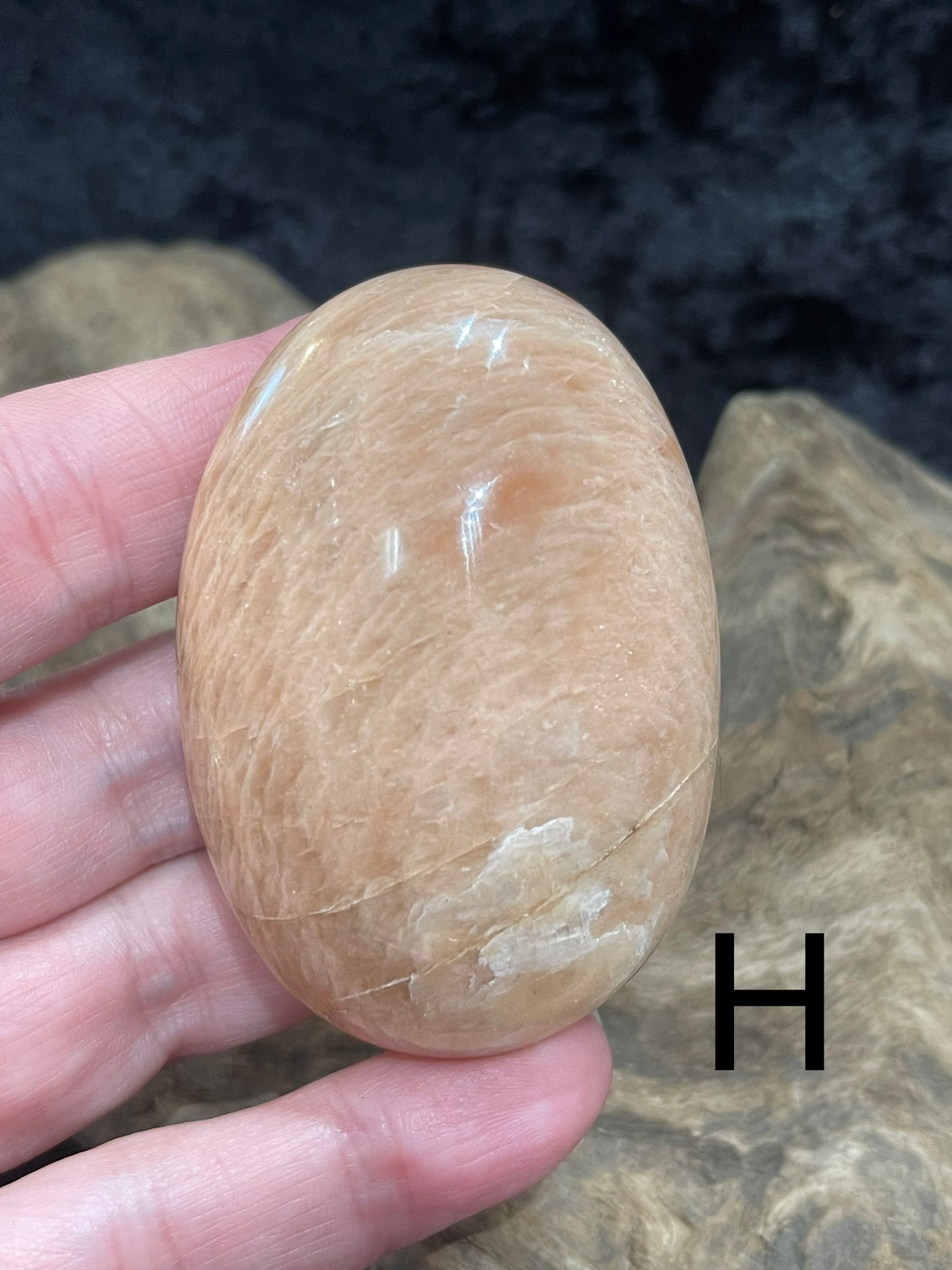 Peach Moonstone palm stones and spheres