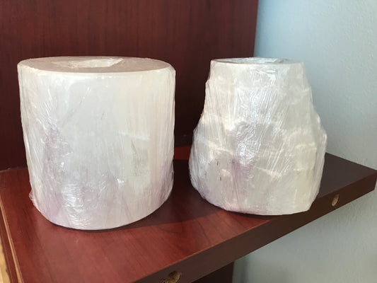 Selenite candle holder