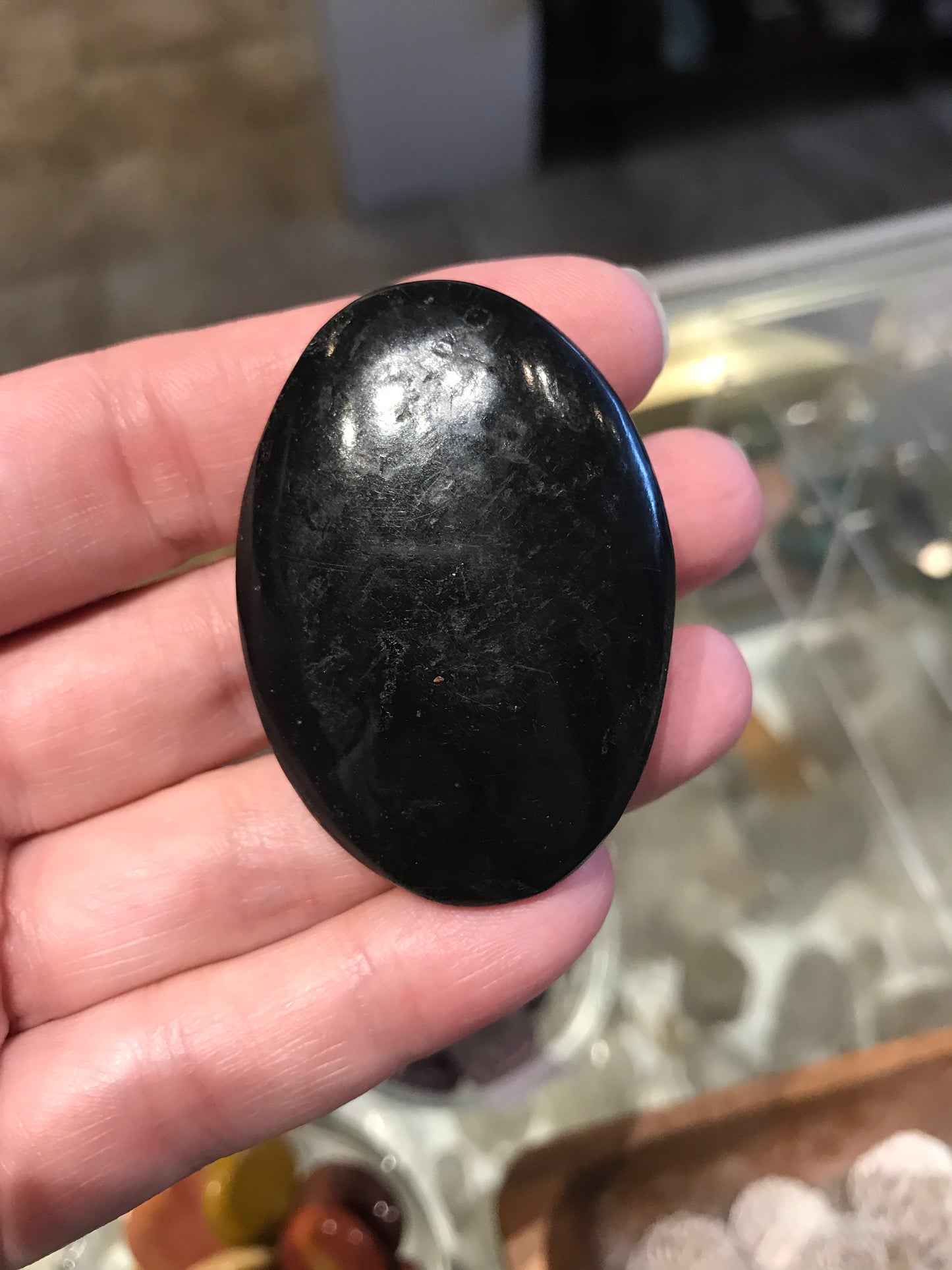 Black tourmaline palm stones