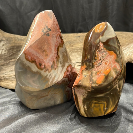Polychrome jasper flames, shapes, palm stones