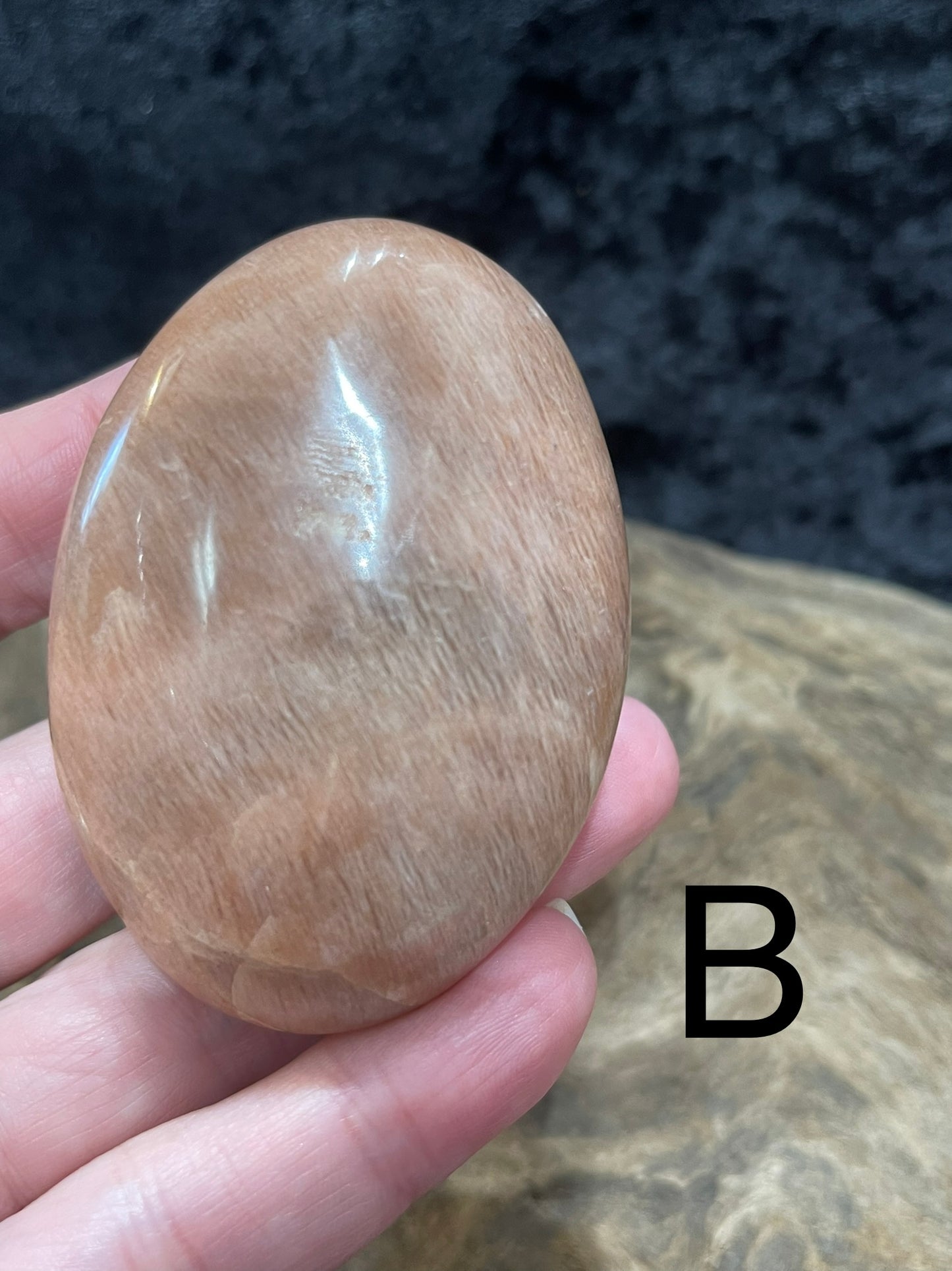 Peach Moonstone palm stones and spheres