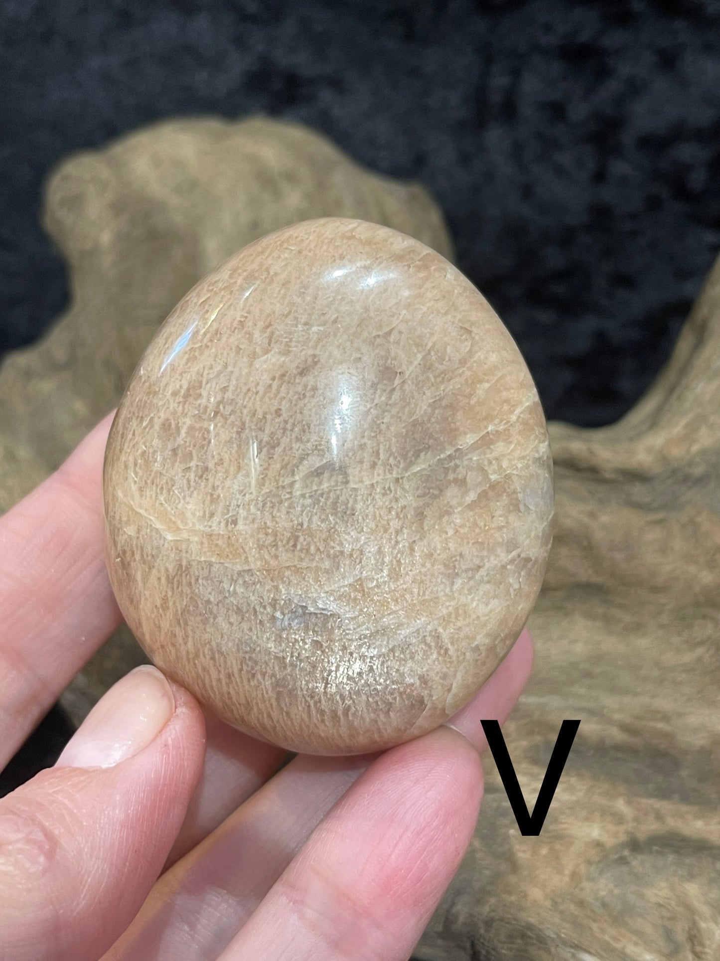Peach Moonstone palm stones and spheres