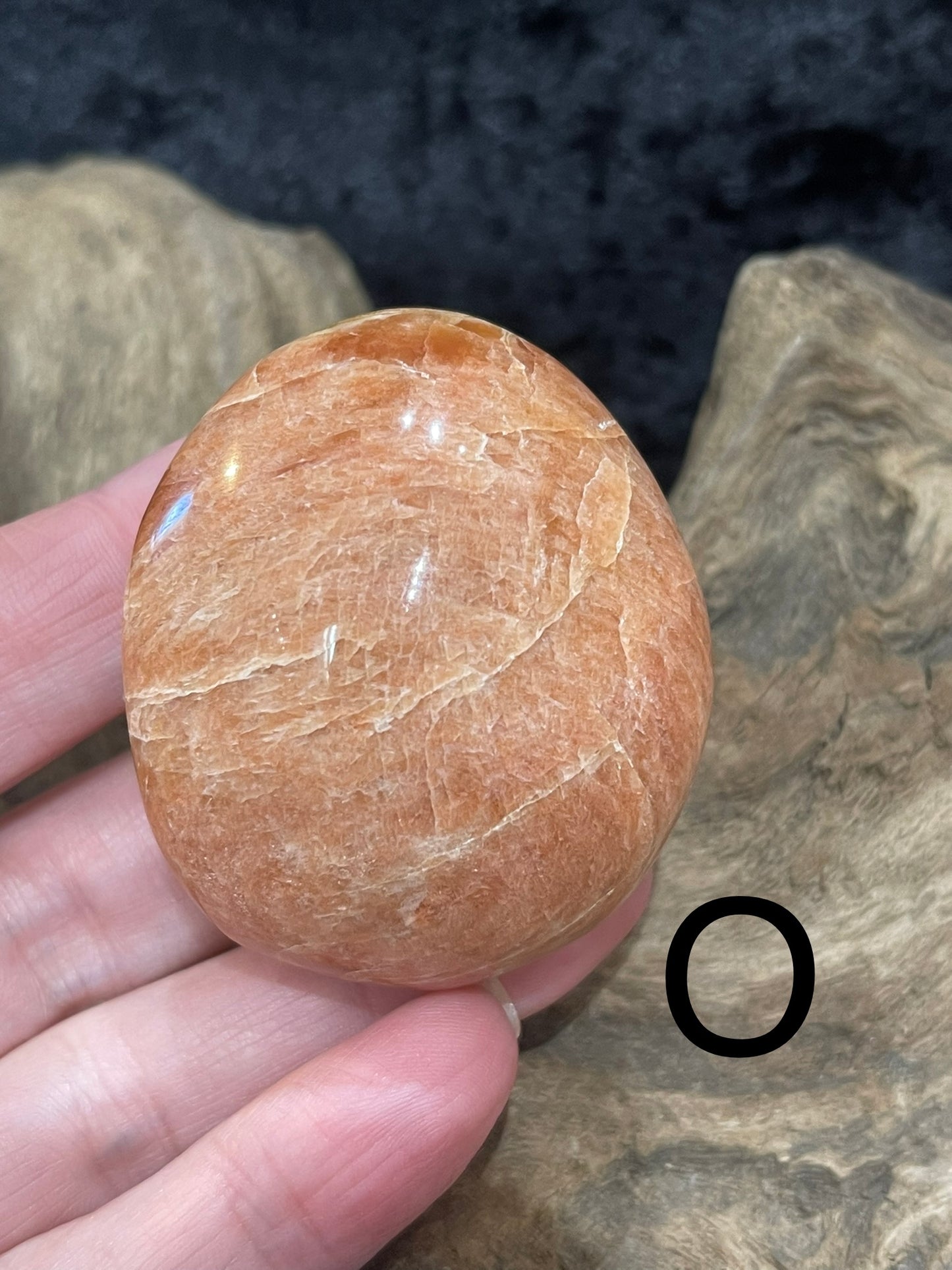 Peach Moonstone palm stones and spheres