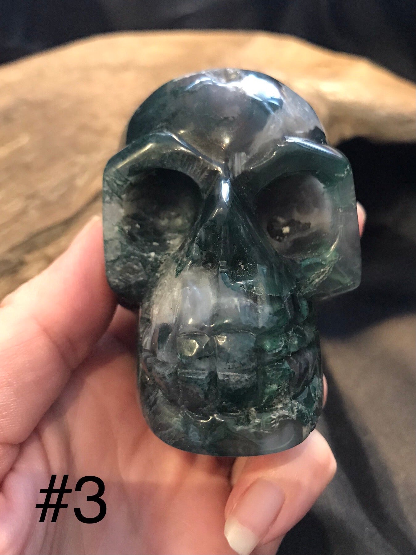 Moss Agate skull