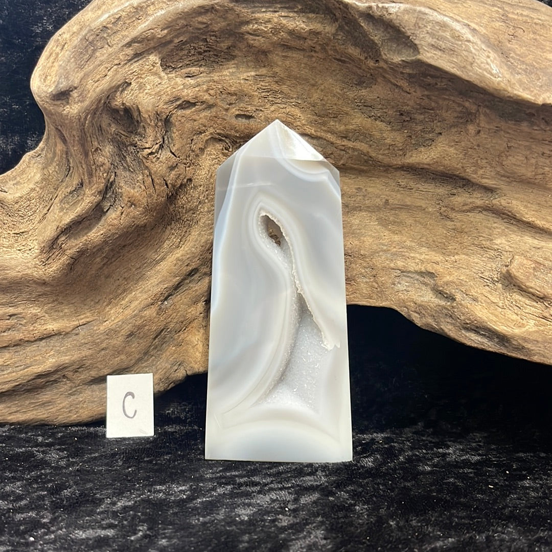 Druzy agate obelisk