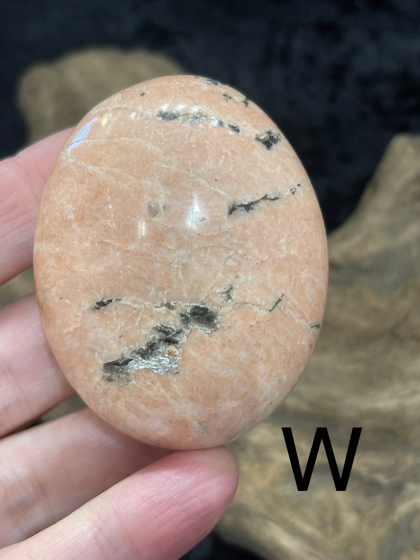 Peach Moonstone palm stones and spheres