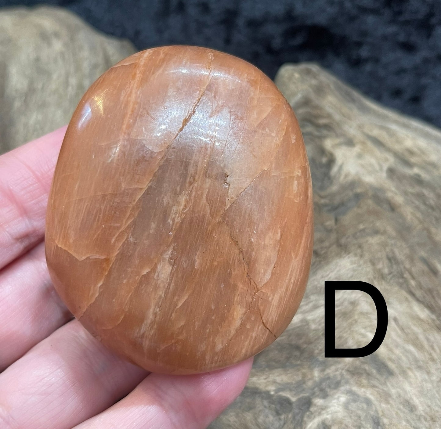 Peach Moonstone palm stones and spheres
