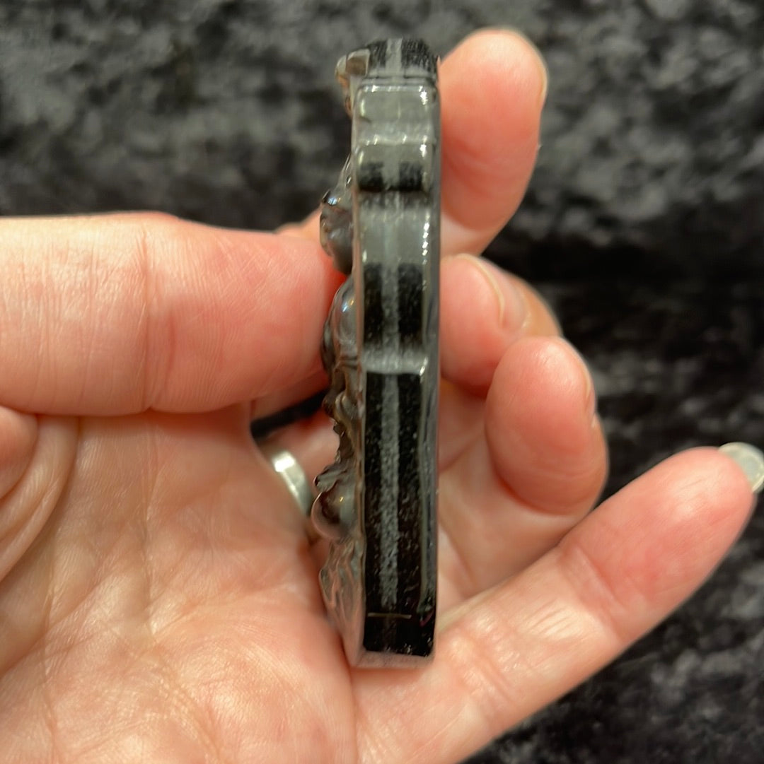 Gold sheen obsidian carvings