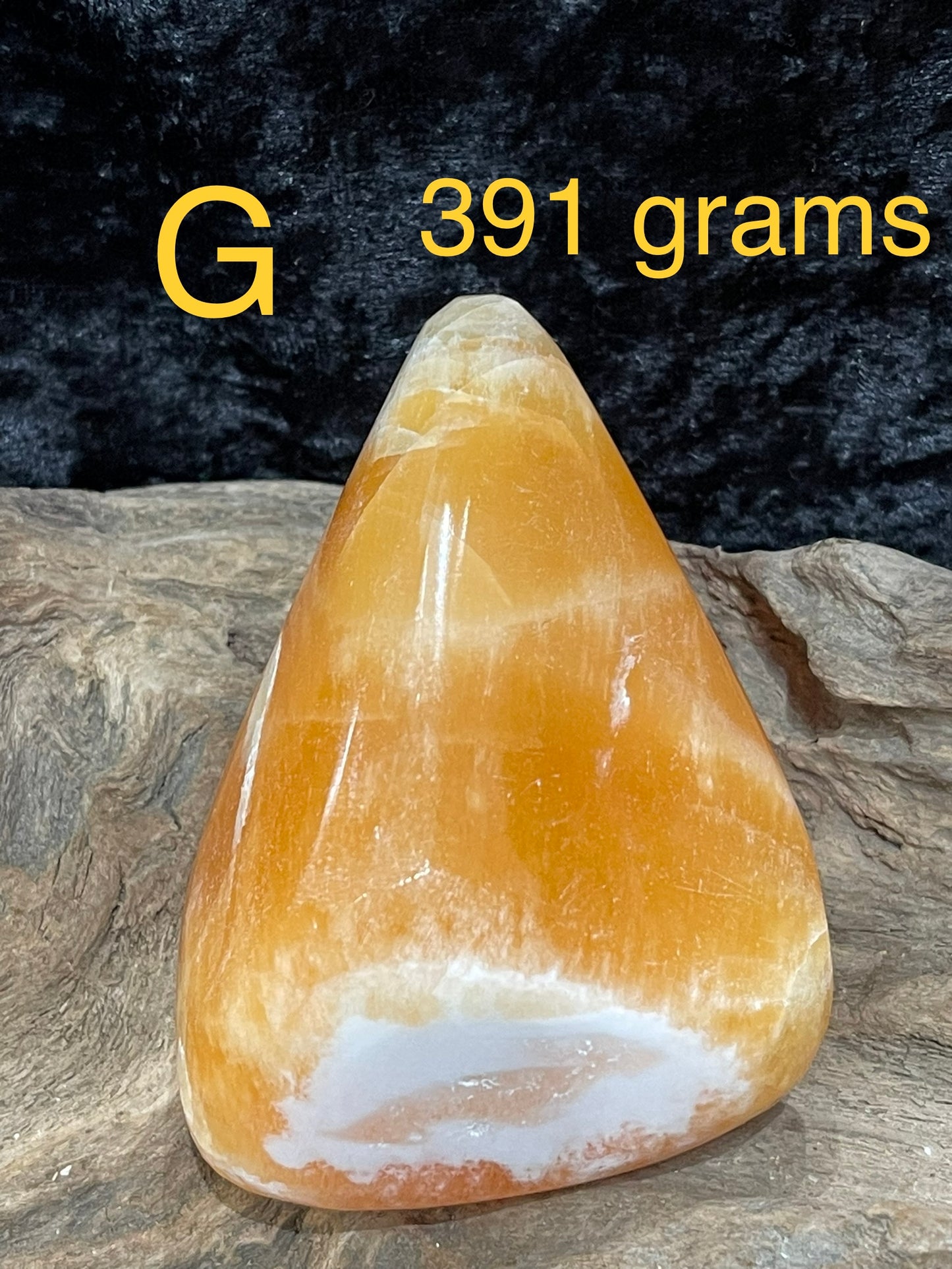 Orange calcite polished forms