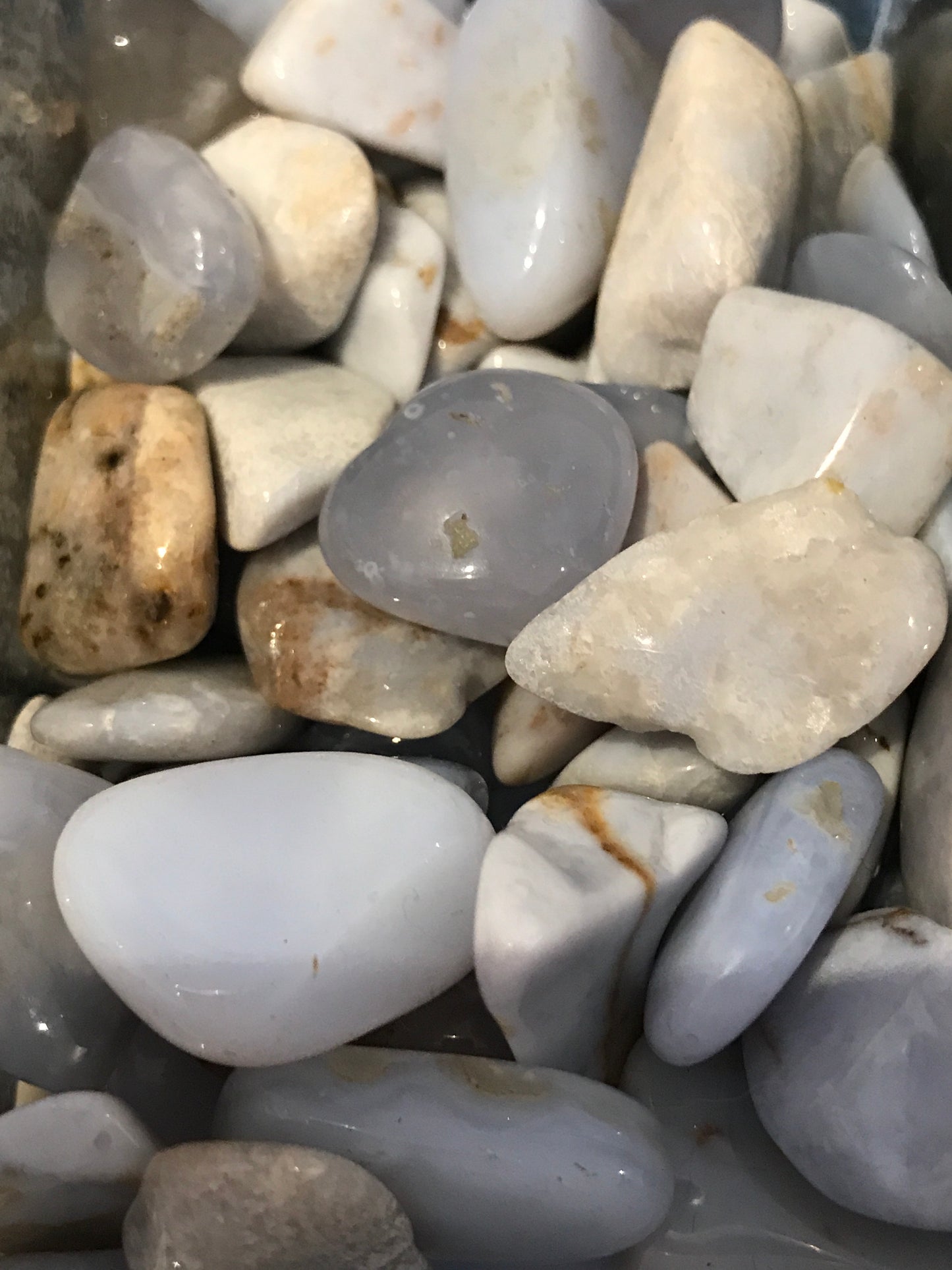 Tumbled blue chalcedony