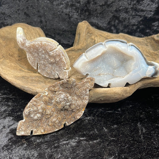 Druzy Agate Leaf