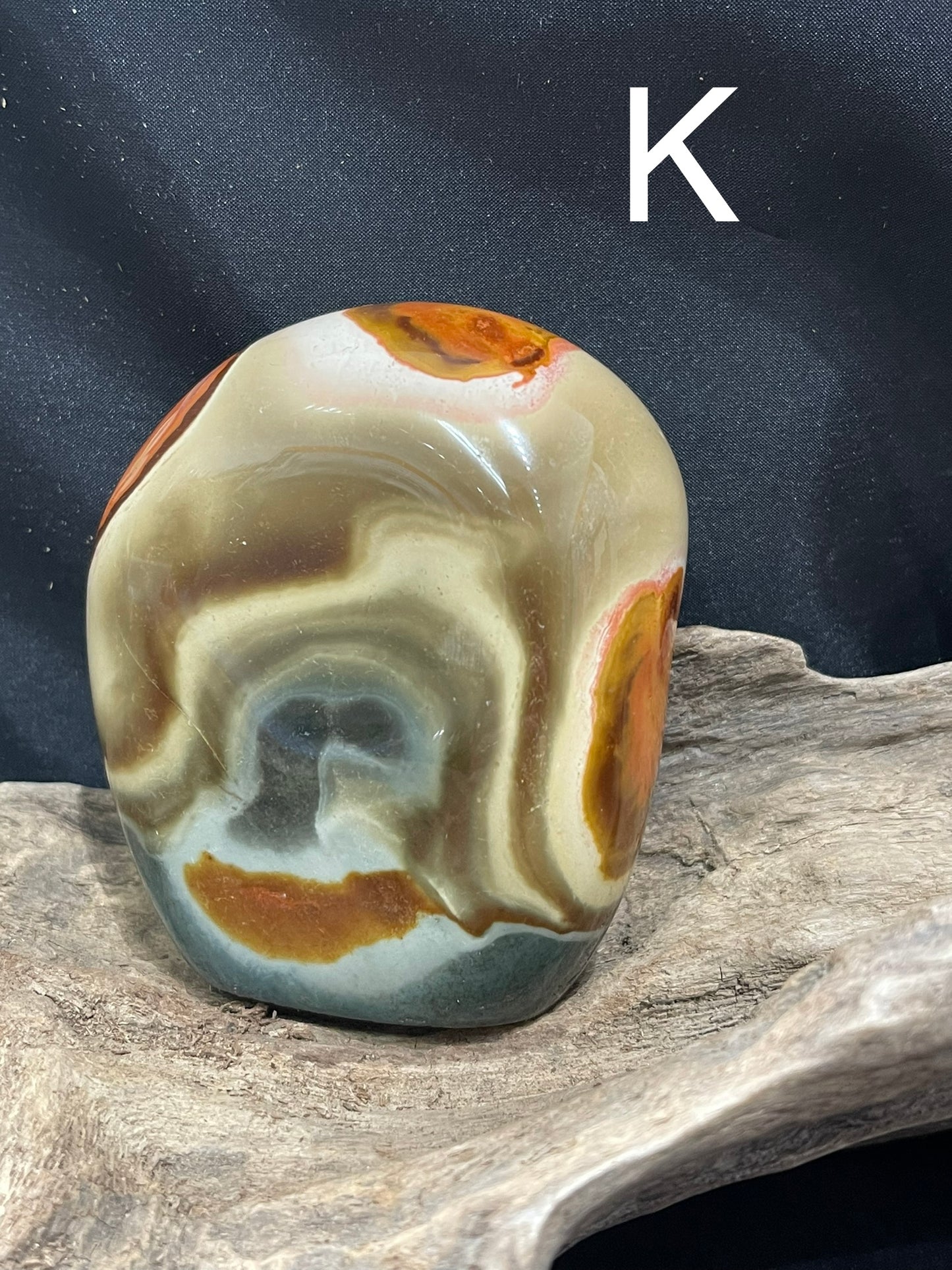 Polychrome jasper flames, shapes, palm stones