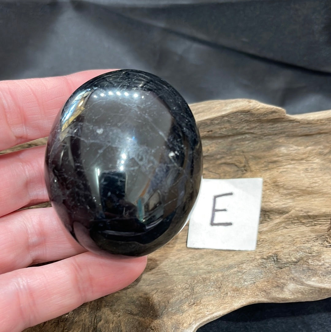 Black tourmaline palm stones