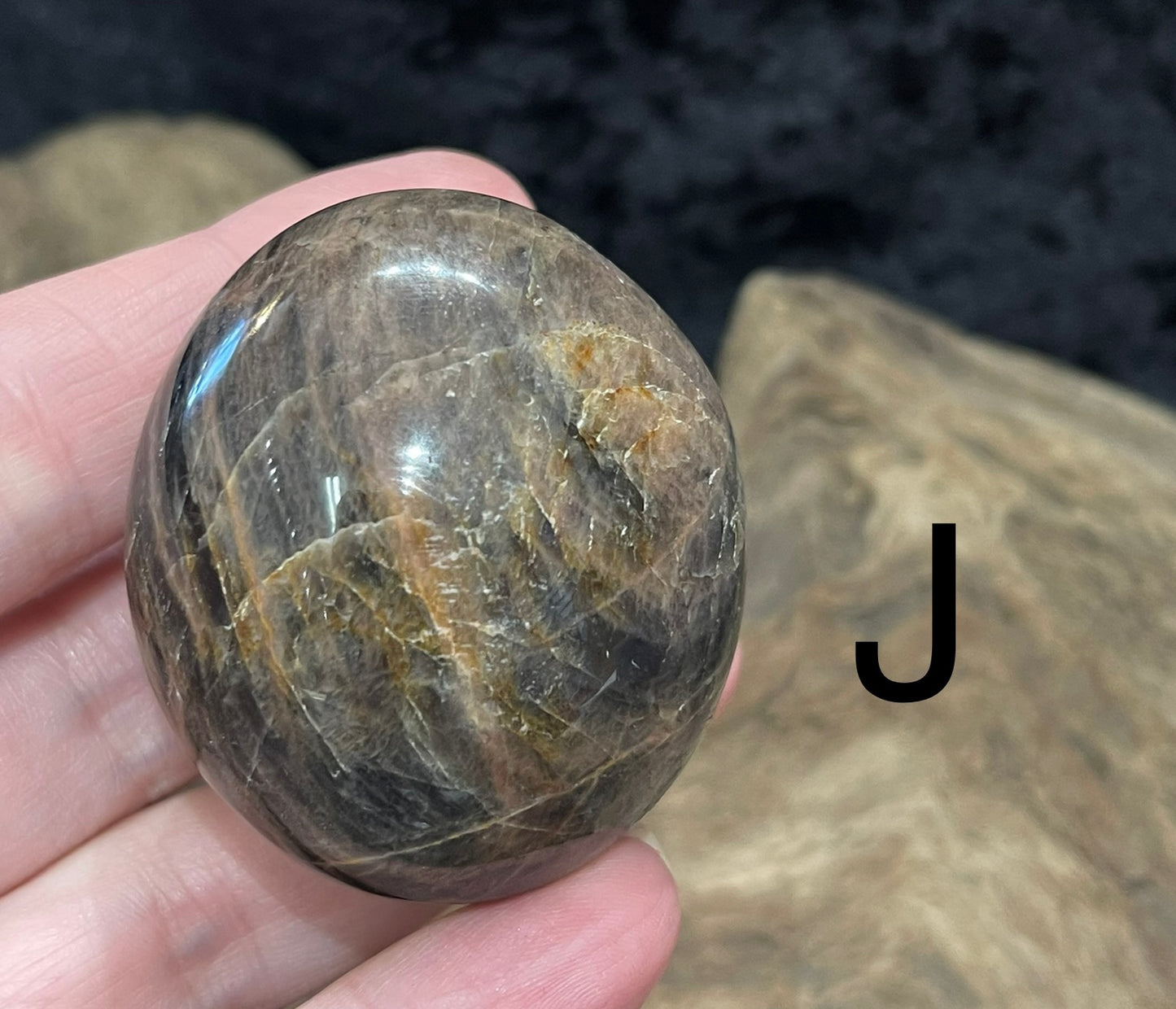 Black Moonstone palm stone