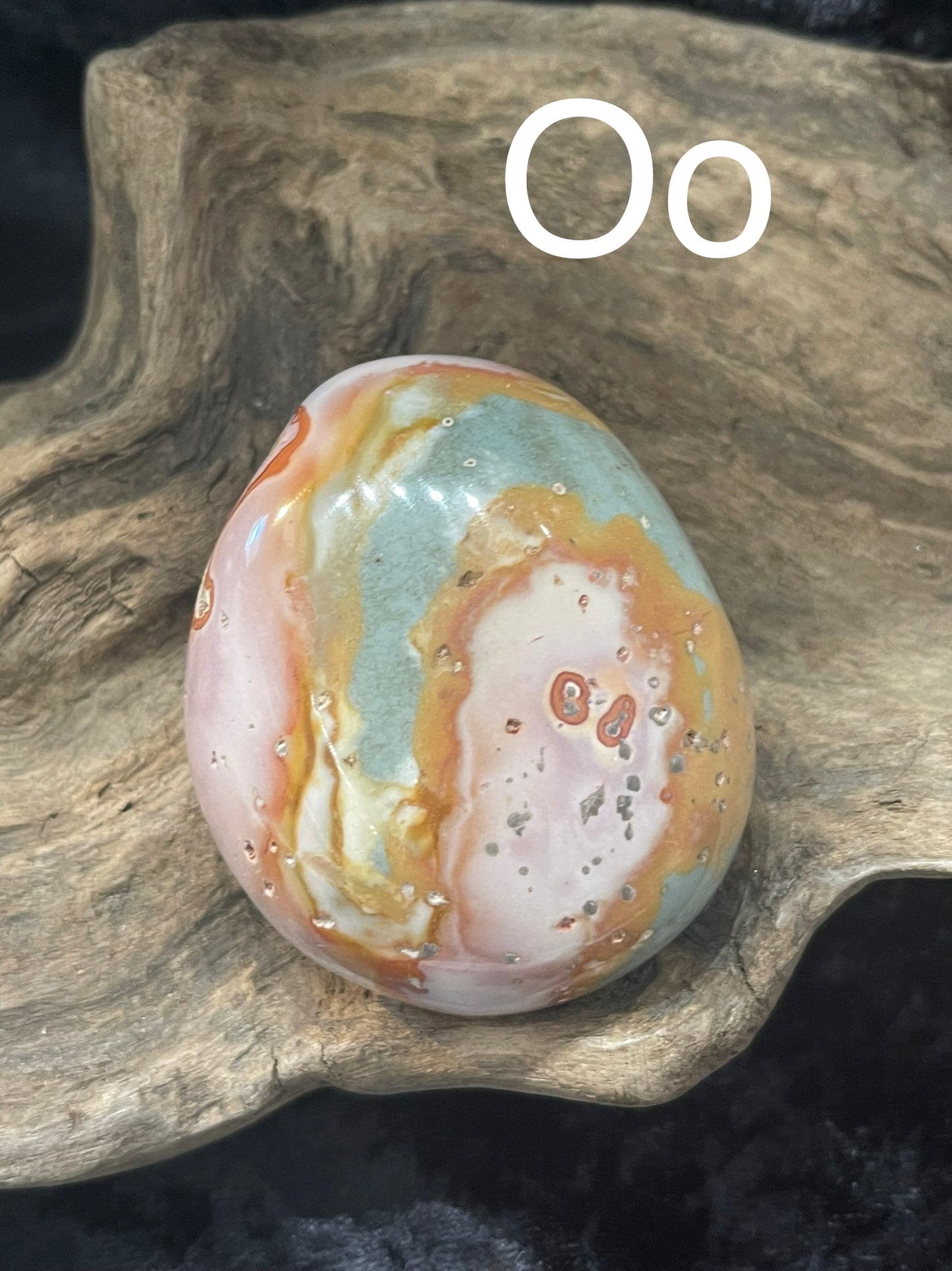Polychrome jasper flames, shapes, palm stones