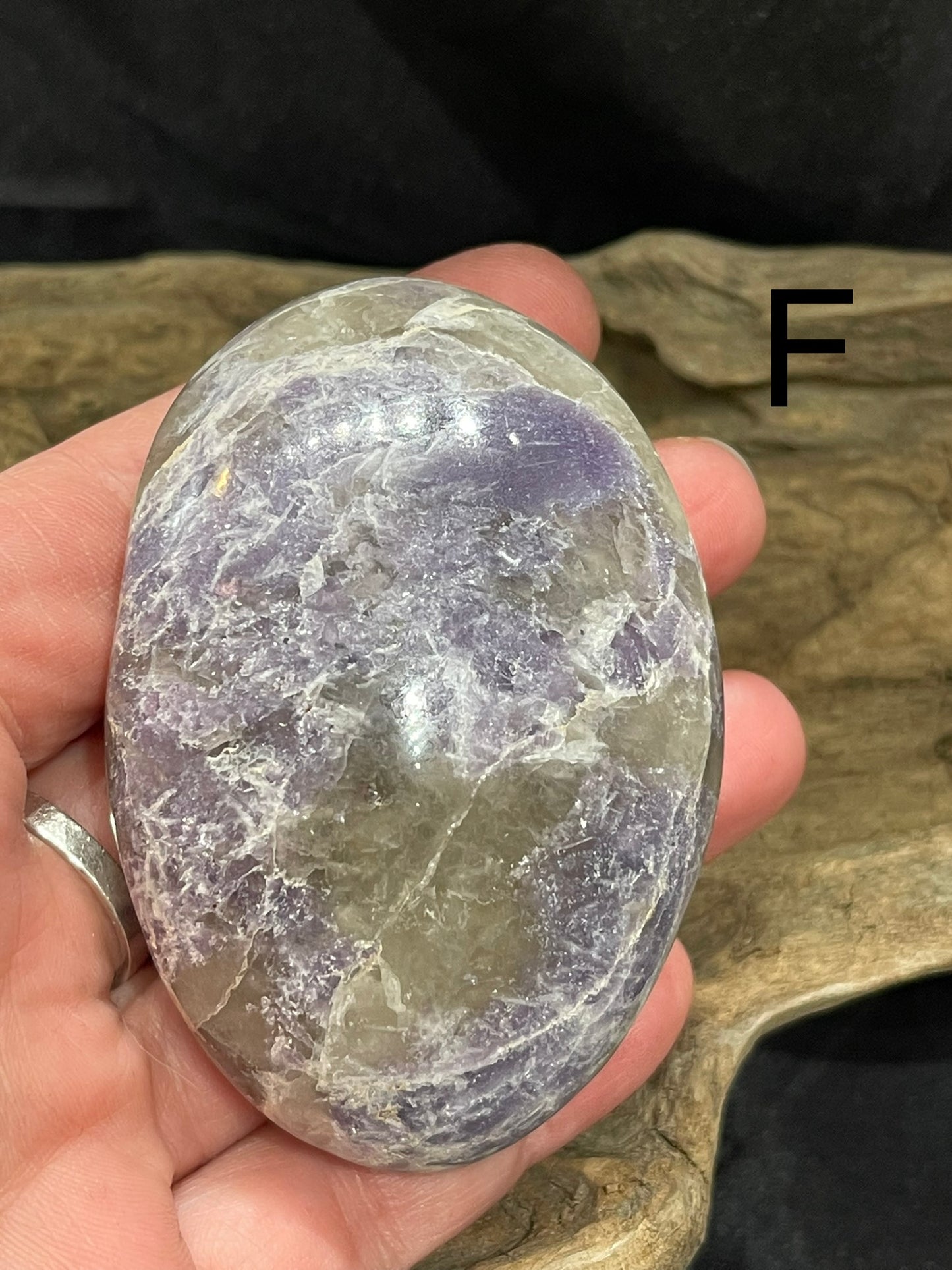 Lepidolite palm stone