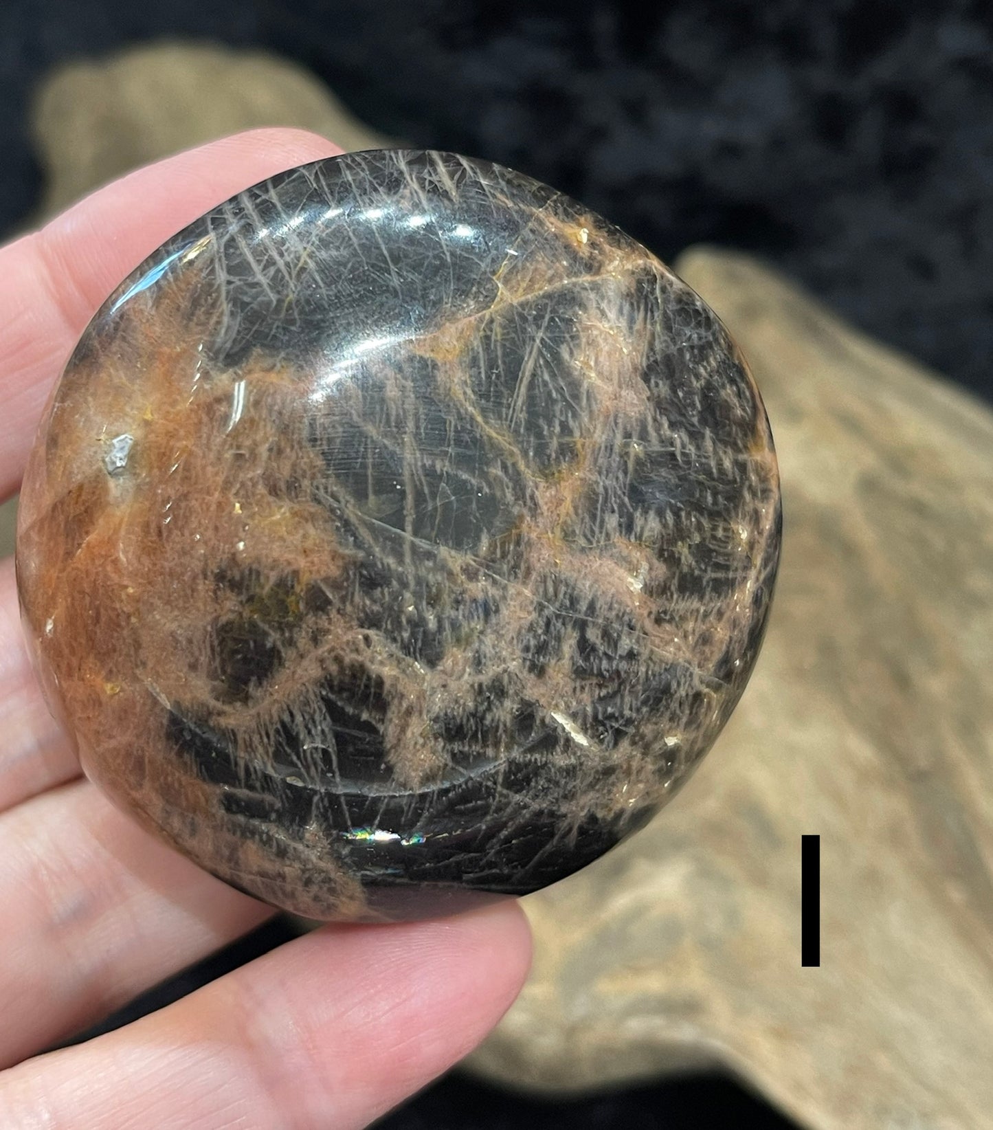 Black Moonstone palm stone