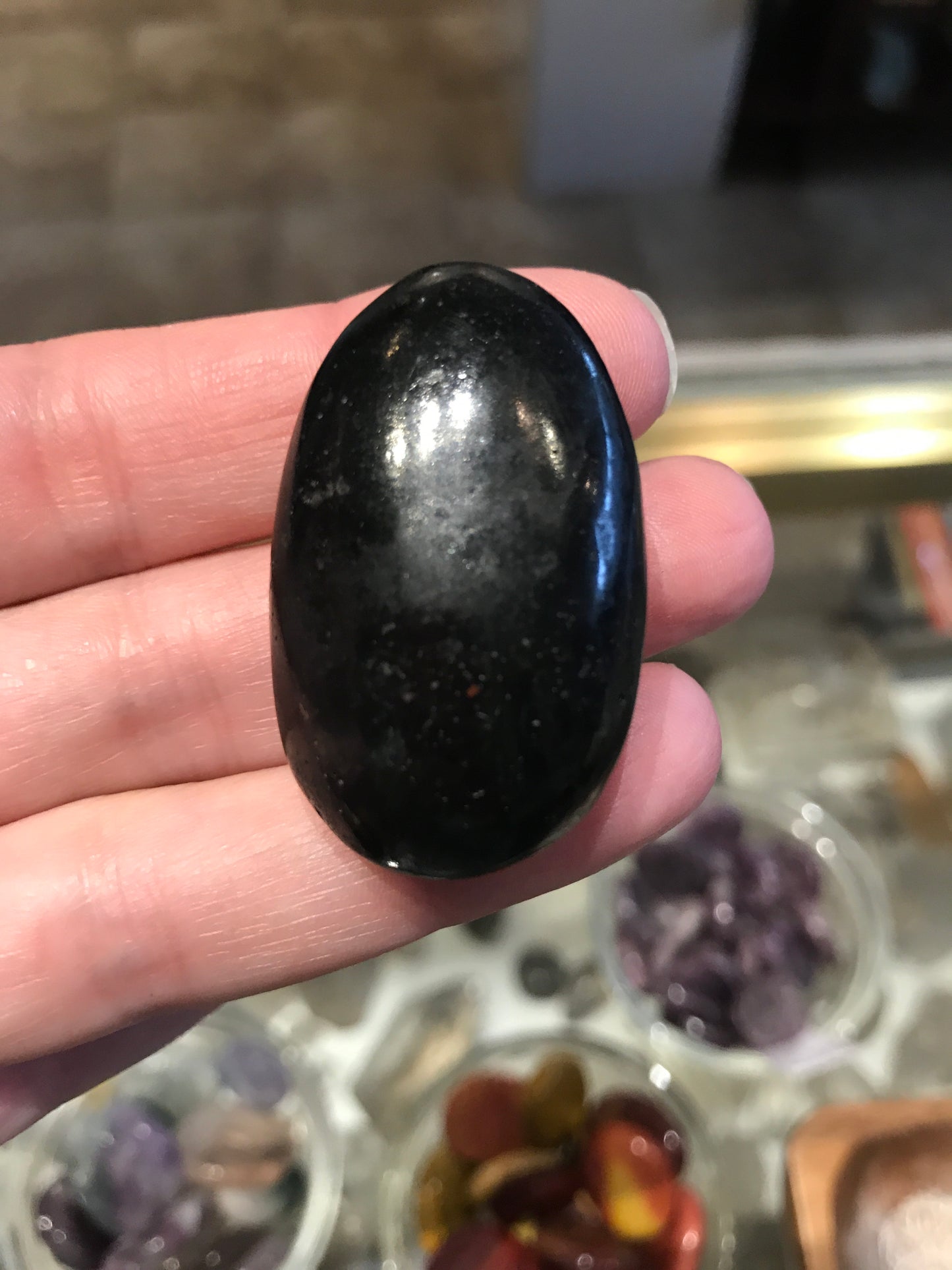 Black tourmaline palm stones