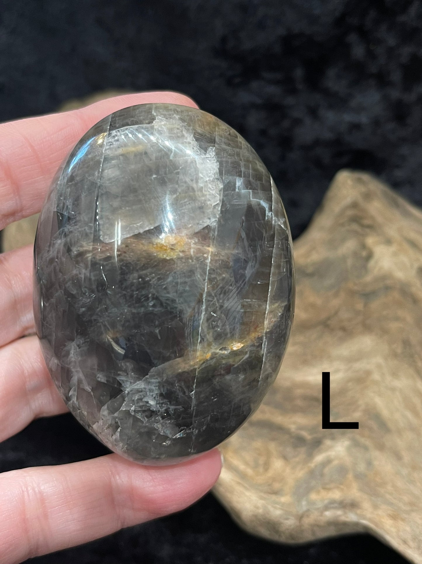 Black Moonstone palm stone