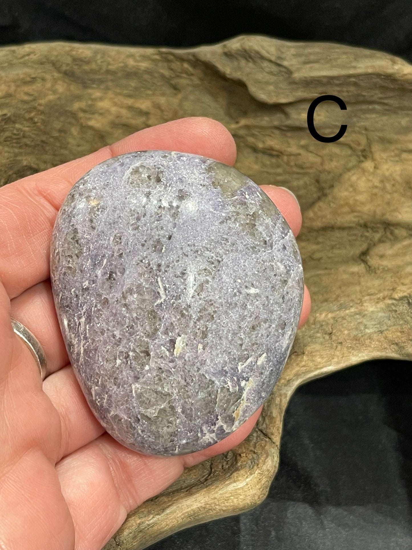 Lepidolite palm stone
