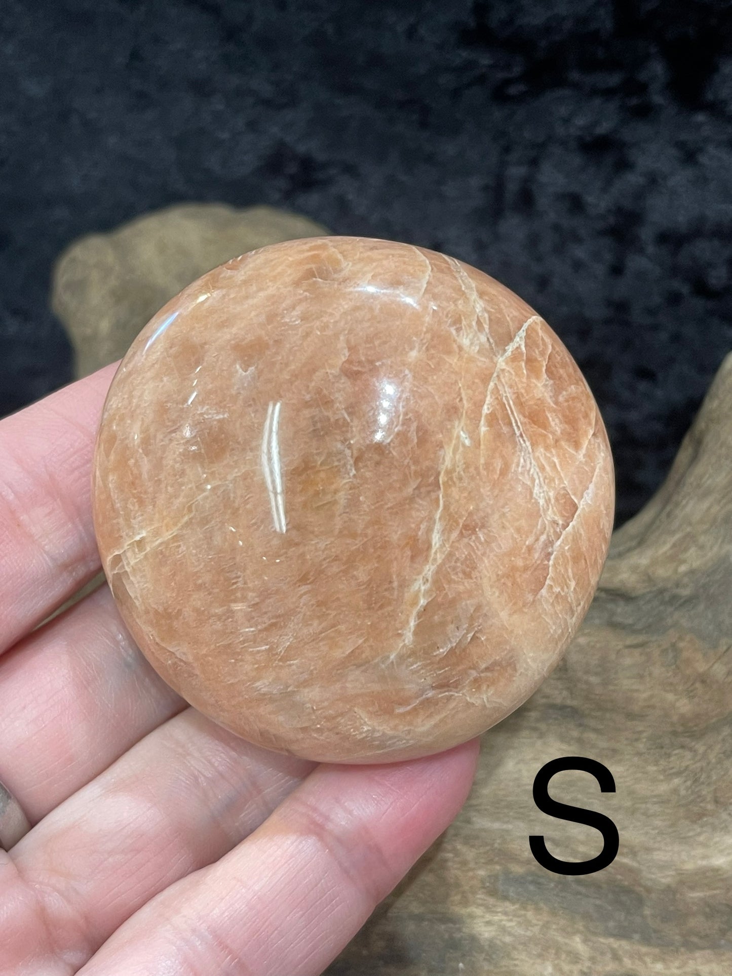 Peach Moonstone palm stones and spheres
