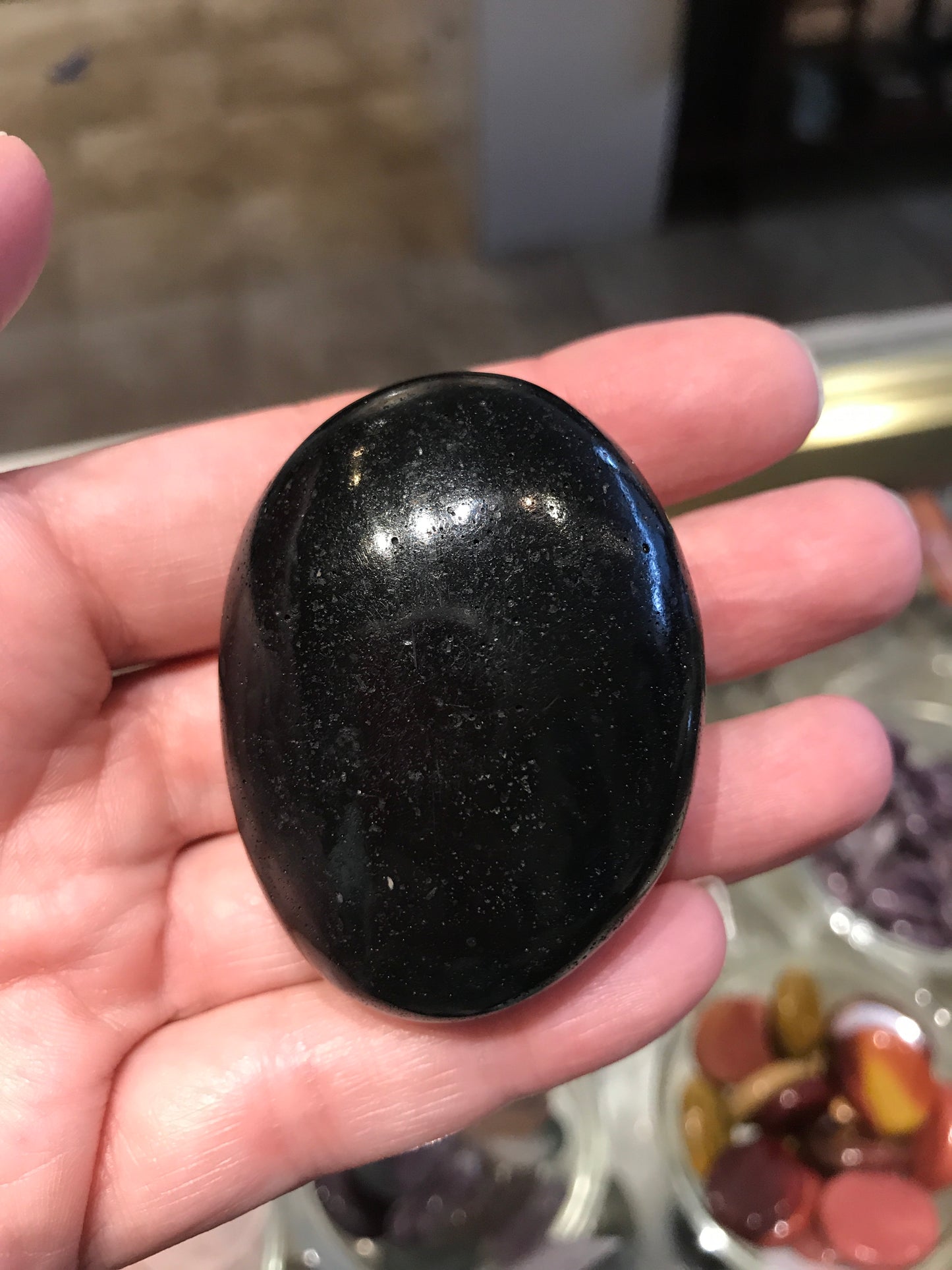 Black tourmaline palm stones