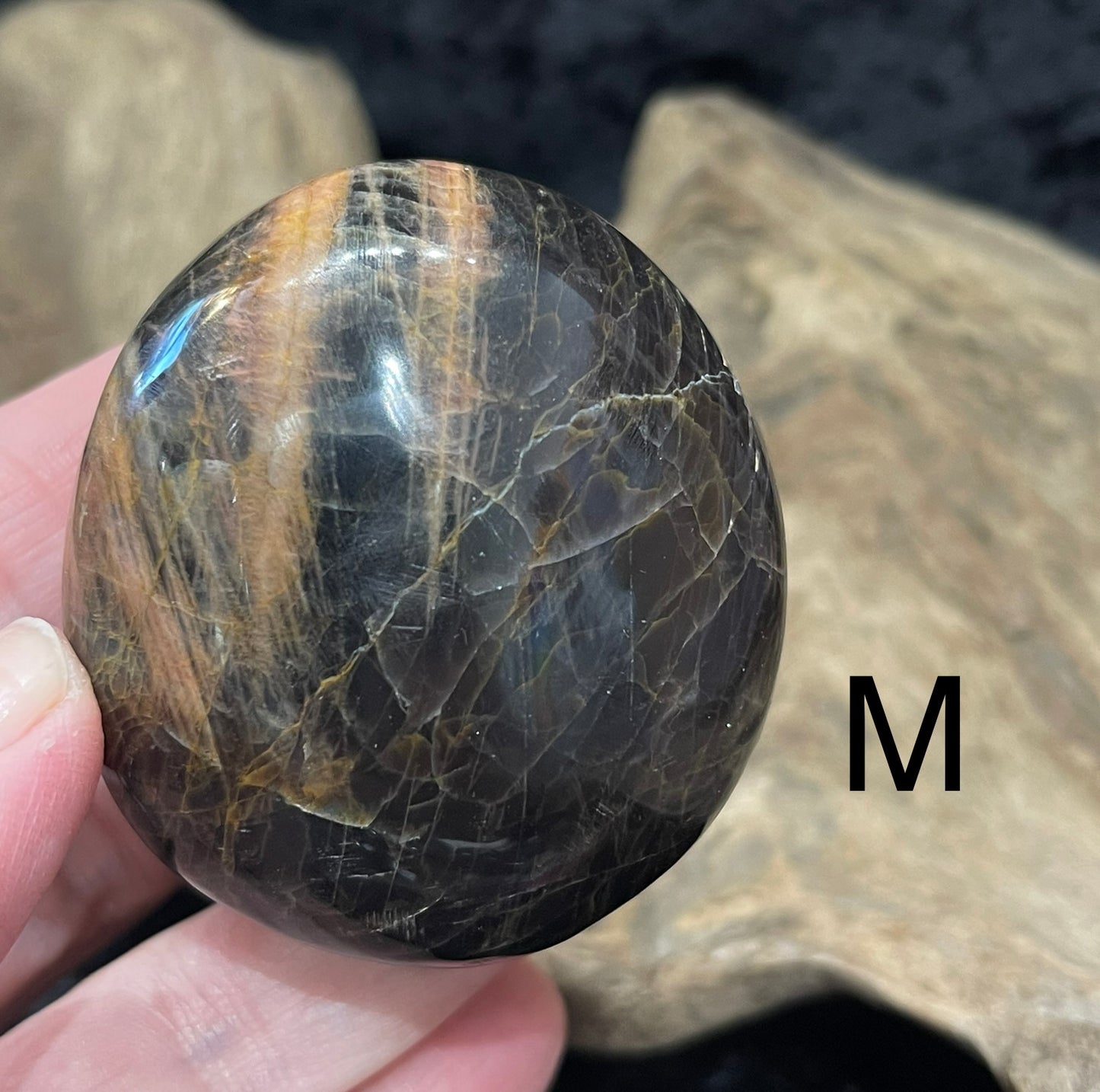 Black Moonstone palm stone