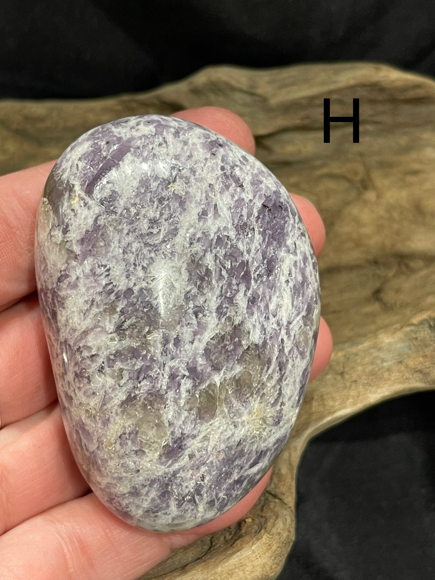 Lepidolite palm stone