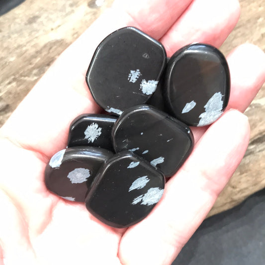 Snowflake obsidian disk palm stone -small