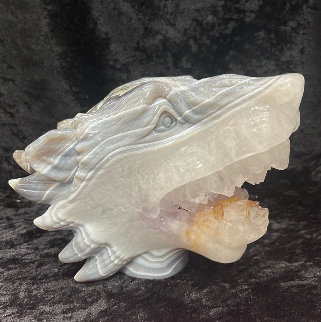Agate Wolf Head