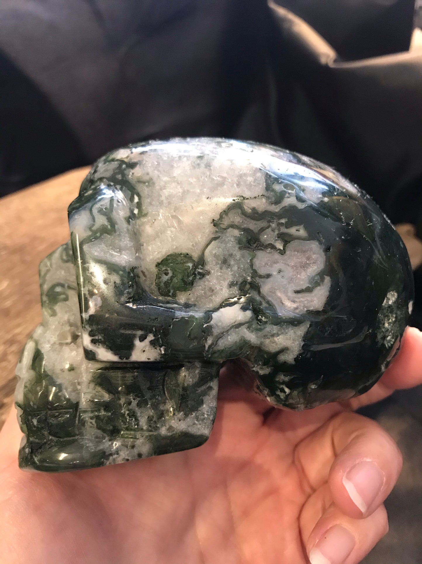 Moss Agate skull