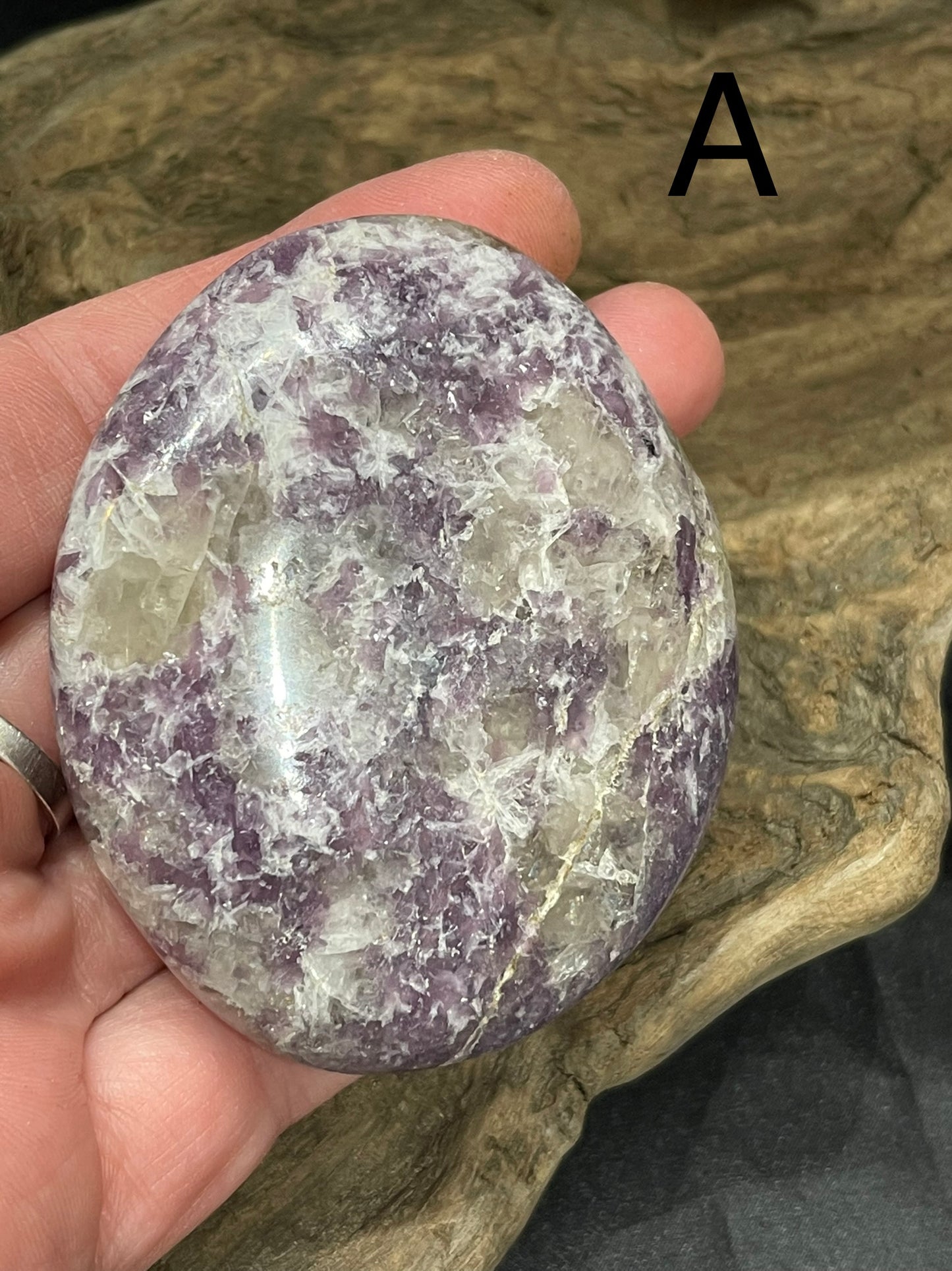 Lepidolite palm stone